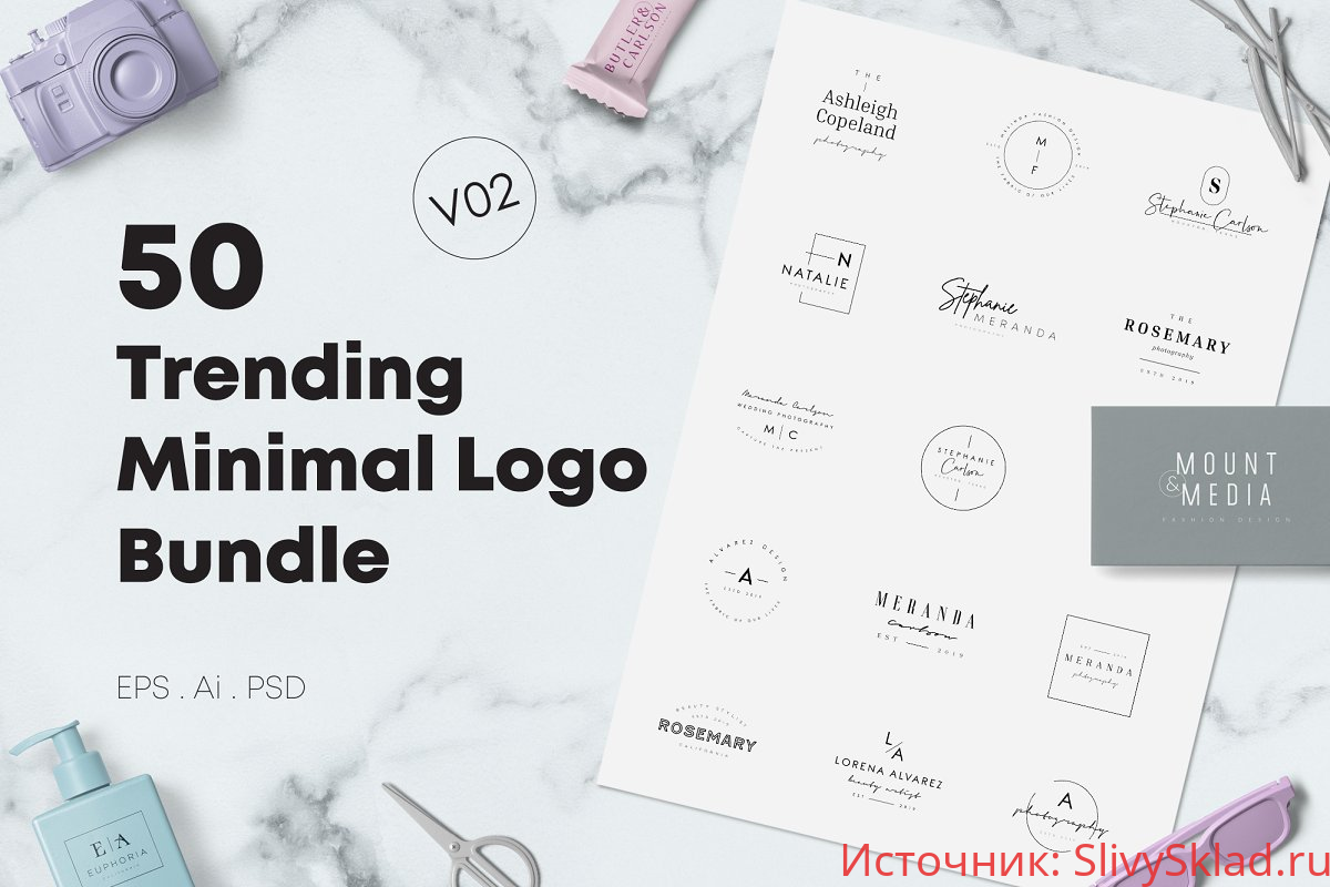 Картинка [Creativemarket] 50 Trending minimal logo bundle V02 (2019)
