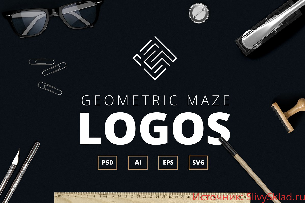 Картинка [Creativemarket] Geometric maze logos + Templates (2019)