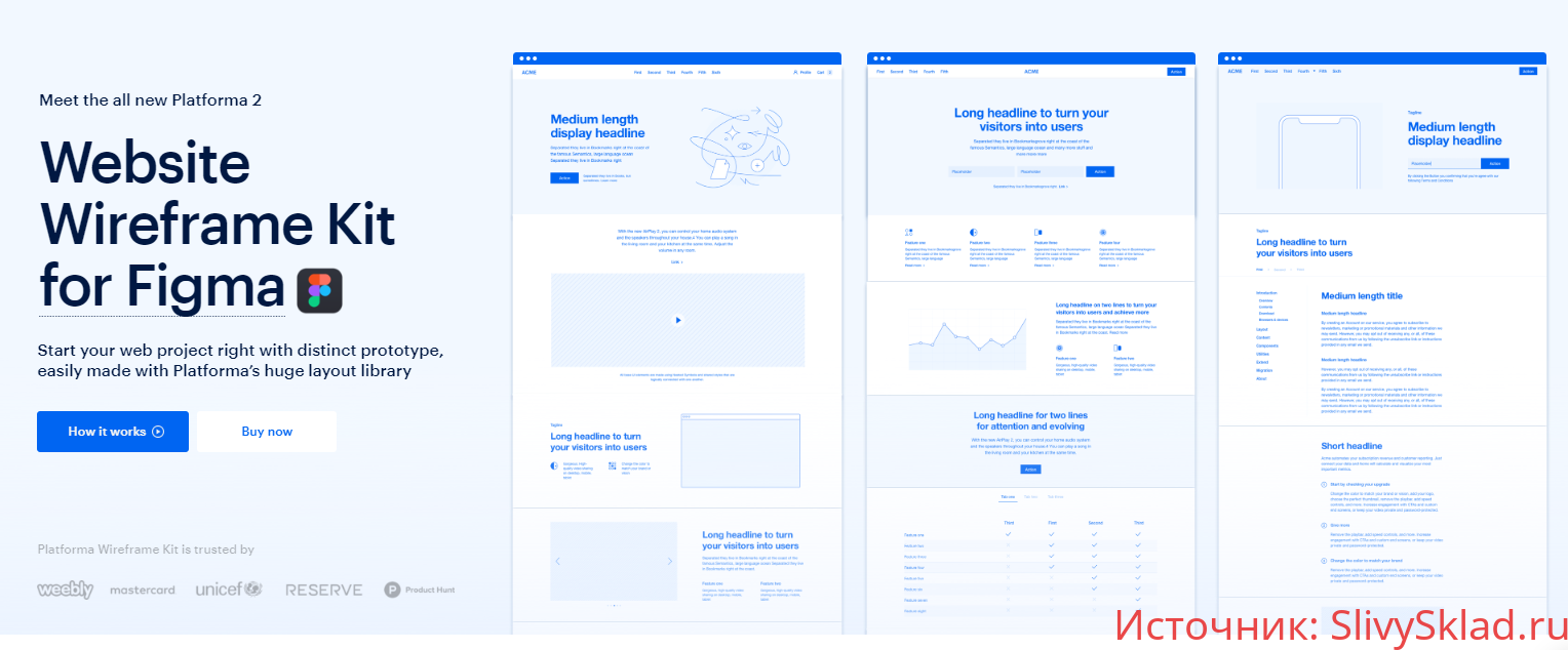 Картинка [Great Simple Studio] Platforma 2 - Website Wireframe Kit for Figma