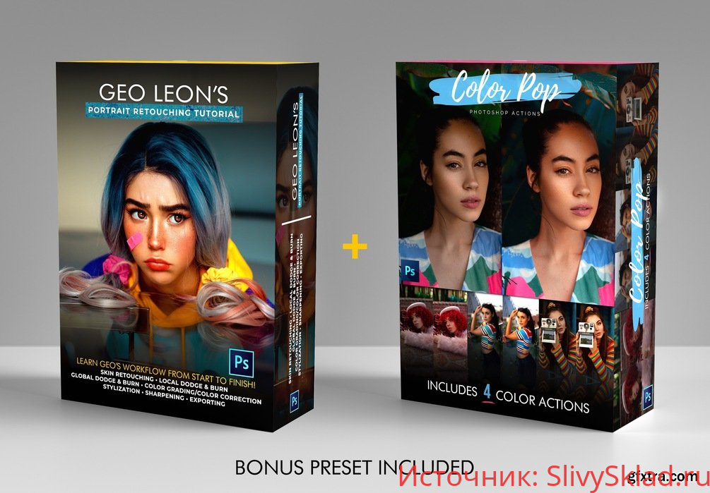 Картинка [gumroad] Geo's Retouching Tutorial + Color Action pack Bundle with BONUS [Geo Leon]
