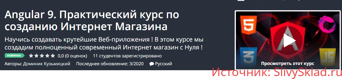Картинка [Udemy] Angular 9. Практический курс по созданию Интернет Магазина [Доминик Кузьмицкий]