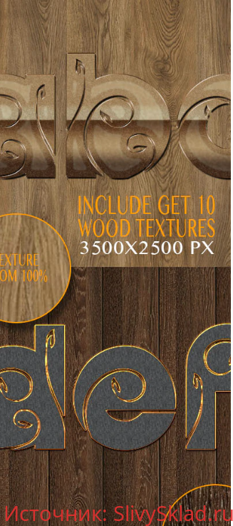 Картинка [Graphicriver] 10 3D Text Styles Nature Wood V K7 (2020)