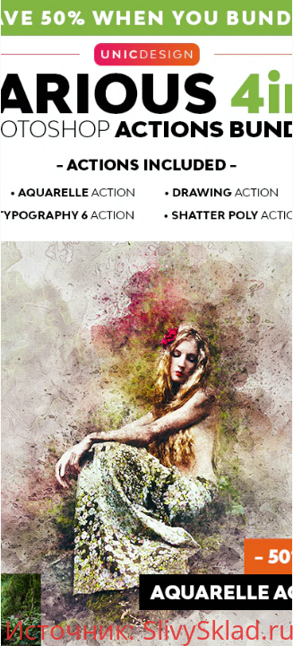 Картинка [Graphicriver] Various 4in1 Photoshop Actions Bundle - Photoshop Actions (2020)